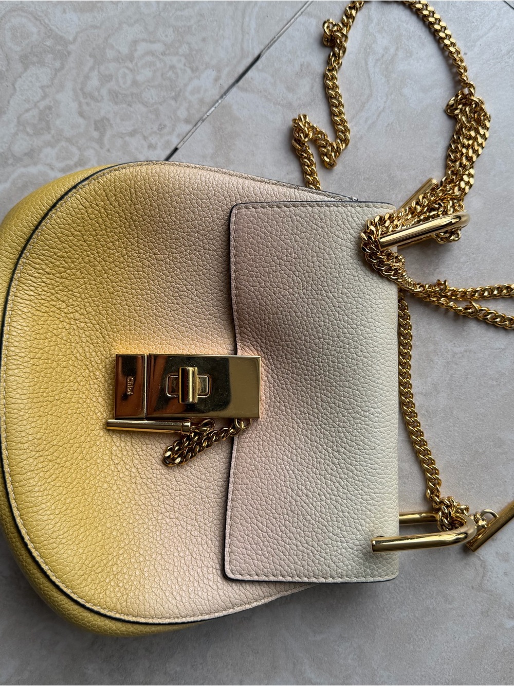 Chloé Two-Tone Pebbled Leather Crossbody in Cream and Yellow
